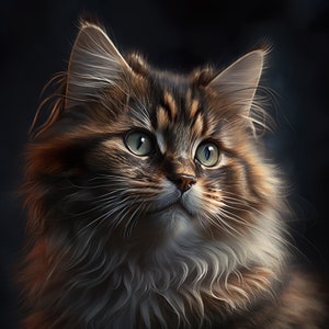 Perfekte Pose Katze - Haustier Portrait - Digital Art - Printable - Digital- Einzigartige Kunst-Perfektes Geschenk - Kreatives Design- AI Paint- AI Draw- AI Roboter