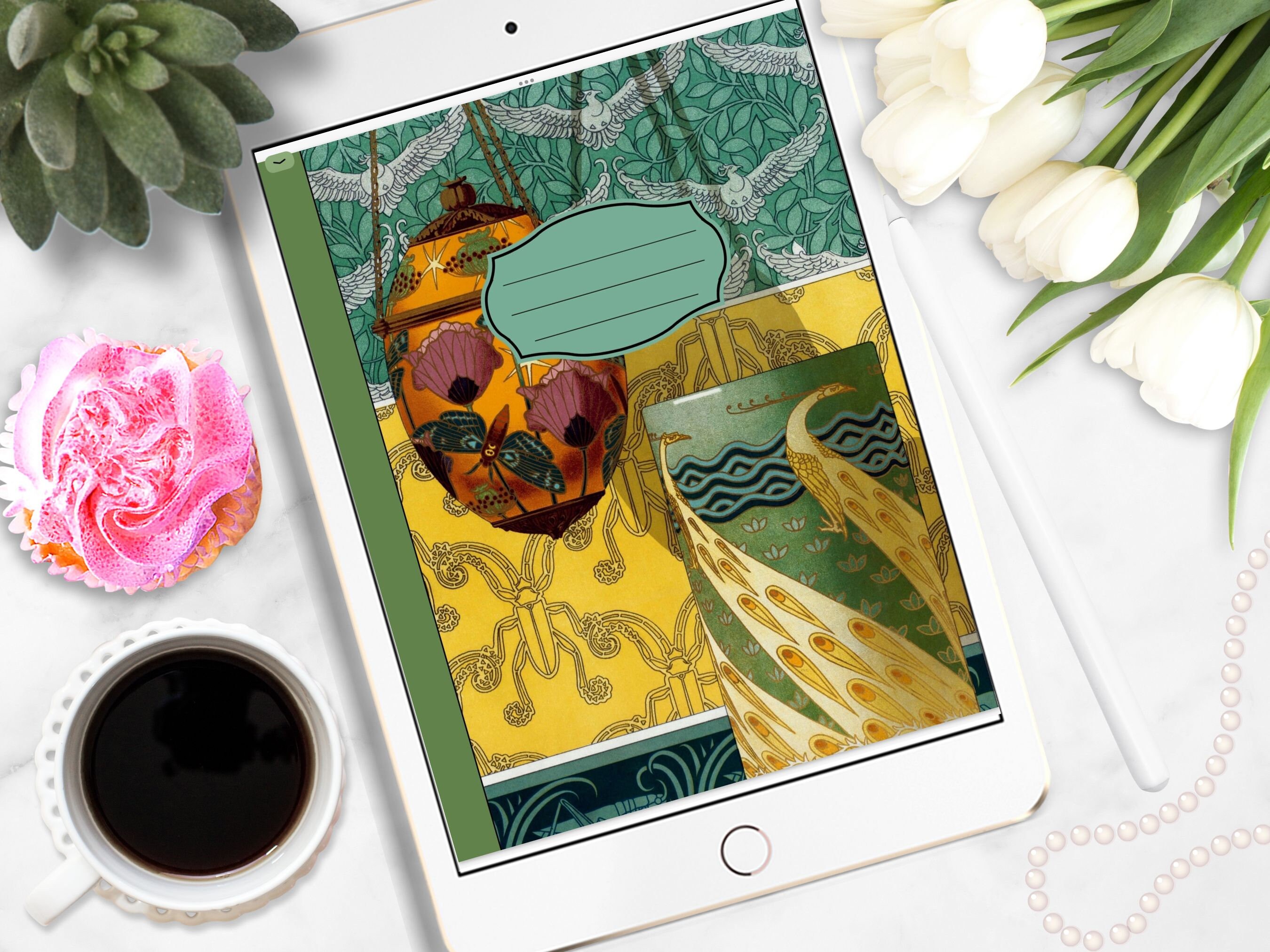 32 Digital Goodnotes Planner Covers, Art Nouveau, iPad Journals ...