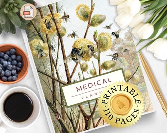Planificador de historial médico, carpeta imprimible, historial médico, enfermedades crónicas, presión arterial, diario de bienestar, síntomas de salud, registro de medicamentos