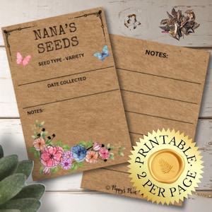 Modèle imprimable de paquet de graines, enveloppe de protection des graines imprimable, échange de graines, papier kraft, grand-mère personnalisé personnalisé, cadeau DIY pour Gardner