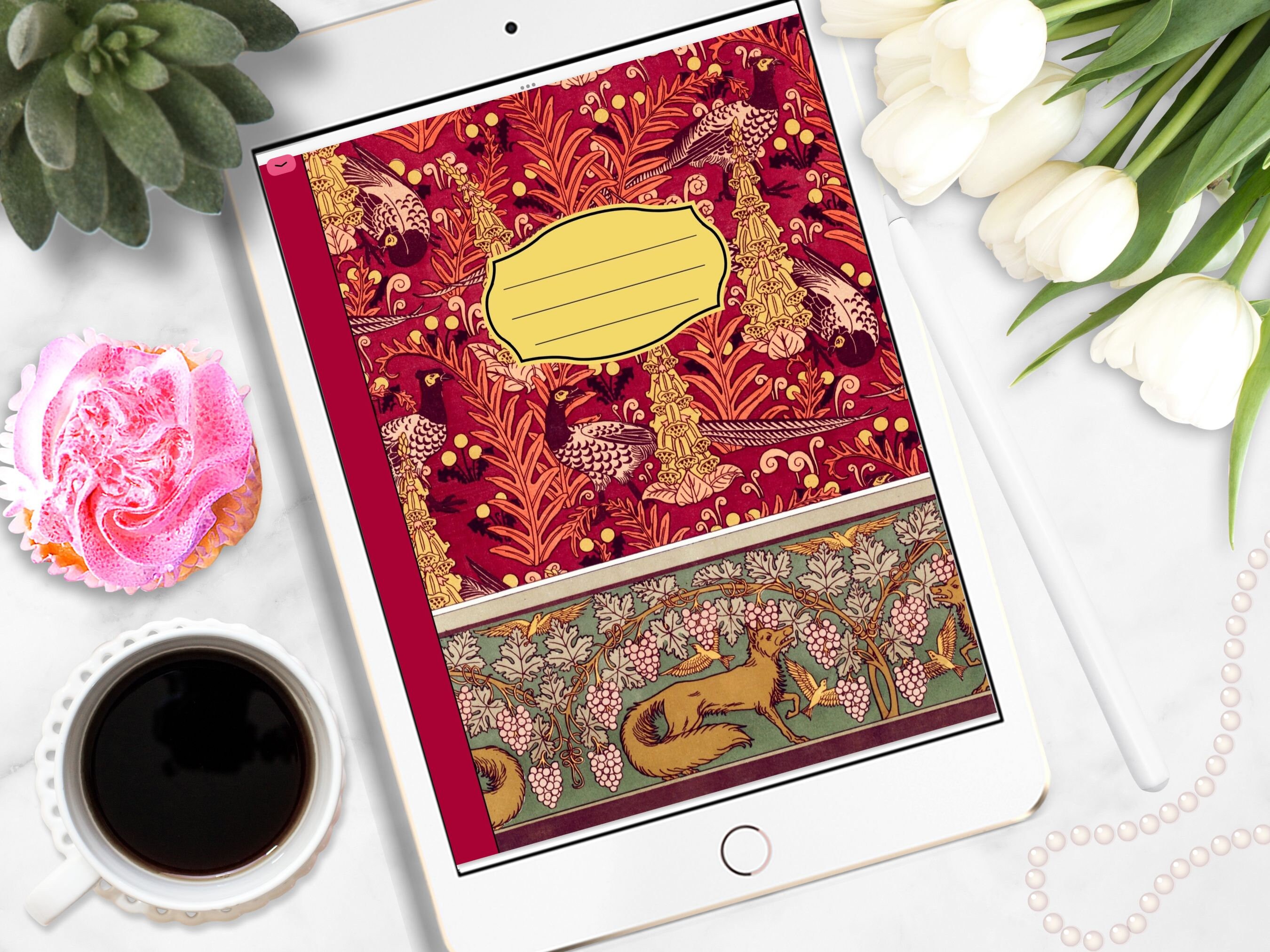 32 Digital Goodnotes Planner Covers, Art Nouveau, iPad Journals ...