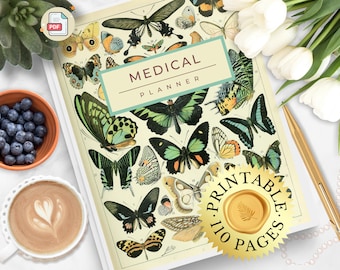 Planificador de historial médico, carpeta imprimible, historial médico, enfermedades crónicas, presión arterial, diario de bienestar, síntomas de salud, registro de medicamentos