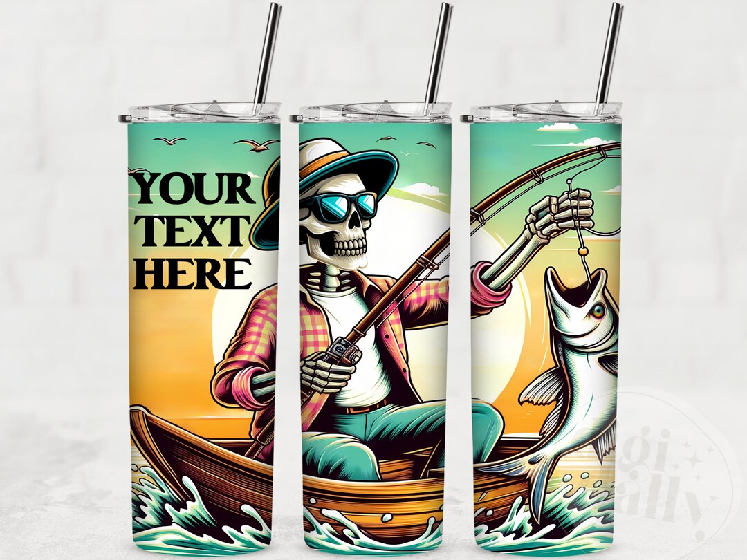 Skeleton Dad Fishing Tumbler Wrap - Sublimation Design for Father's Day ...