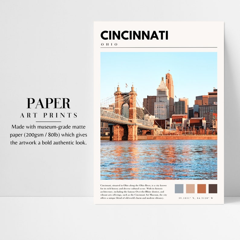 Cincinnati Print | Cincinnati Ohio Poster | Cincinnati Wall Art | Cincinnati City Photo | Ohio Home Decor | P #139 image 3