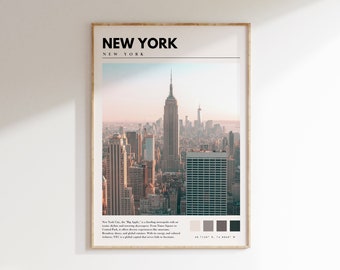 Manhattan Print | New York City Poster | New York Wall Art | Empire State Building Cityscape | NYC Travel Print | P #066