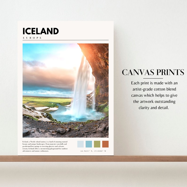 Iceland Print | Iceland Wall Art | Iceland Poster | Iceland Waterfall Artwork | Iceland Photography | P #037 画像 4
