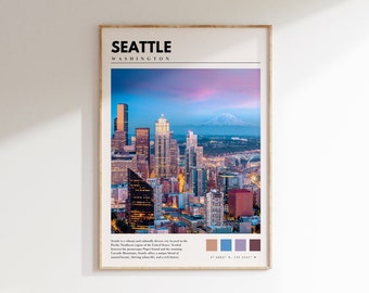Seattle Wall Print | Seattle Washington Poster | Seattle Skyline Wall Art | Pacific Northwest Photo | Seattle Print | P #004