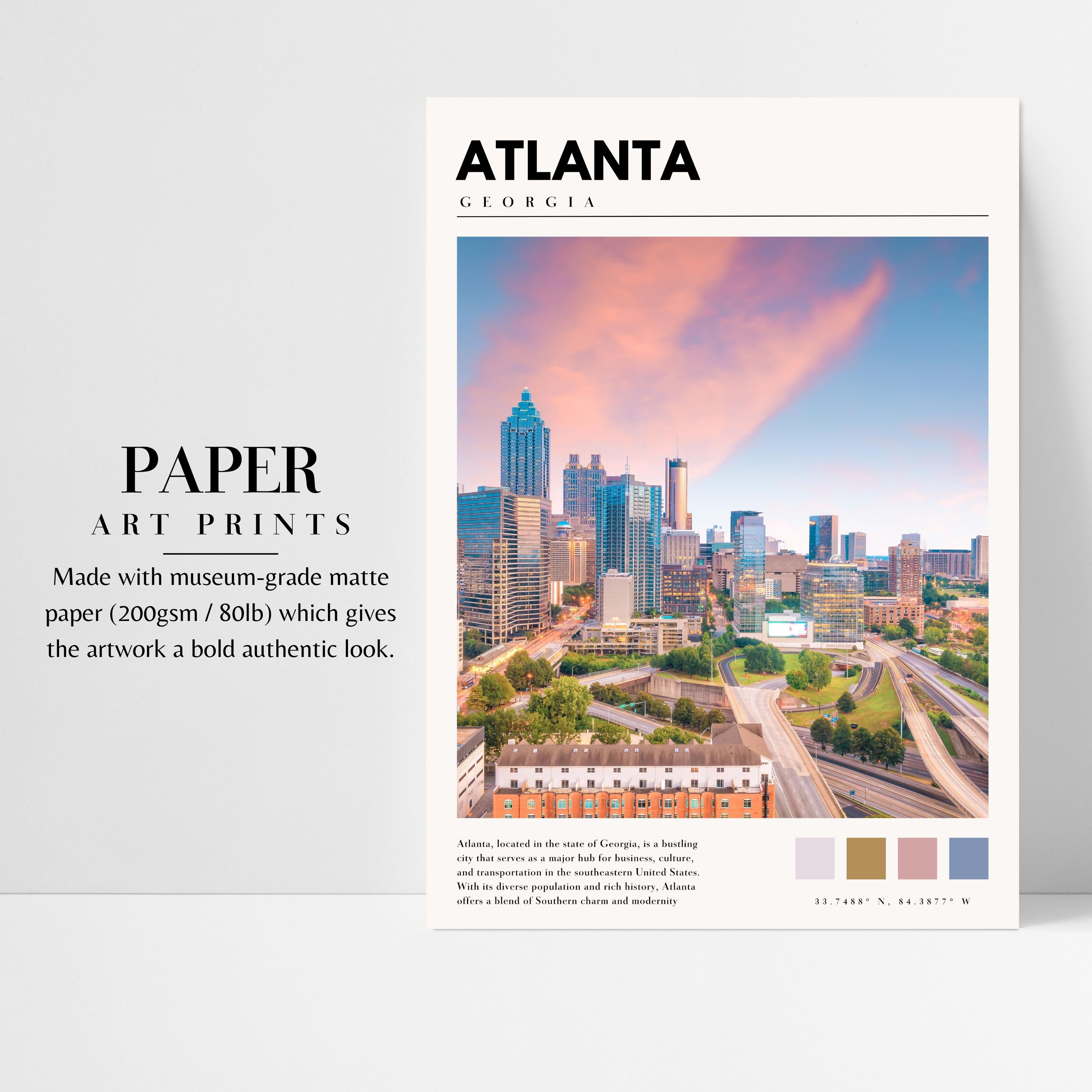 Atlanta Print | Atlanta Georgia Poster | Atlanta Wall Art | ATL ...