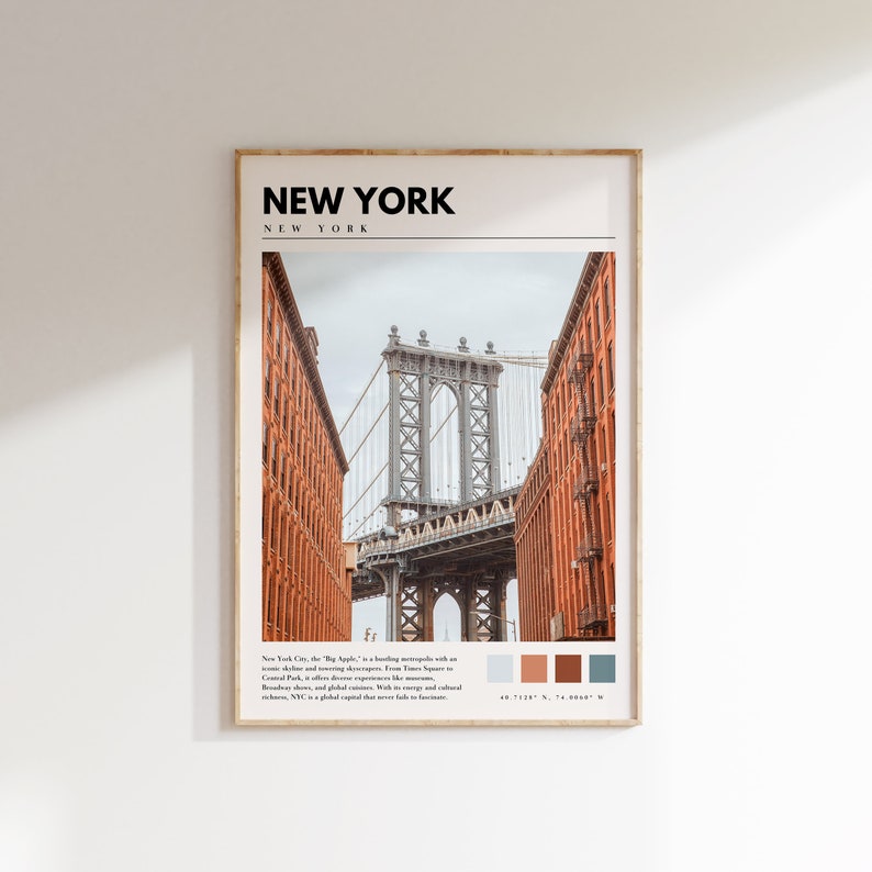 New York City Print | New York Poster | Manhattan Bridge Photo Wall Art | New York Home Decor | P #042 image 1