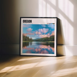 a picture of a lake with a sky and clouds reflected in the water