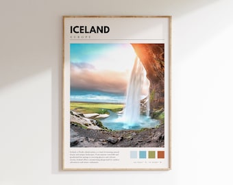 Iceland Print | Iceland Wall Art | Iceland Poster | Iceland Waterfall Artwork | Iceland Photography | P #037