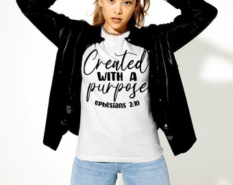 Christian Shirt Created with a Purpose Limited EditionGod Bible Scripture Jesus tshirt Mothers Day Gift Religious t-shirtChristian merch