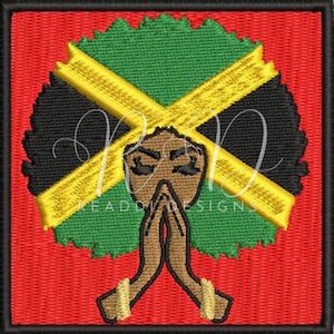 Jamaican Flag Lady Patch - Rasta Reggae Hair Embroidered Iron-On Patch