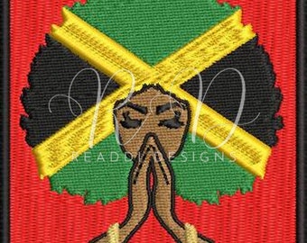 ジャマイカ国旗刺繍ハート型パッチ - 3インチアイロン接着または縫い