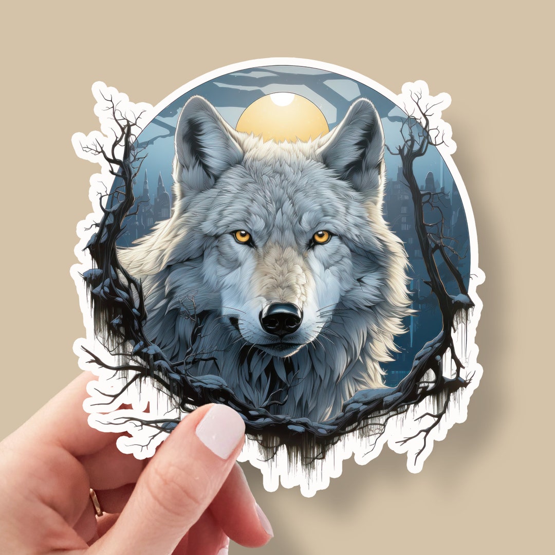 White Wolf Vinyl Sticker, Majestic Animal Decal, Perfect for