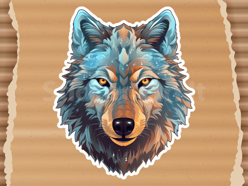 Sticker loup peint, Sticker loup, vinyle autocollant, autocollant pour ordinateur portable, décalcomanies voiture, Sticker coupé, vinyle autocollant, art loup, sticker loup pour ordinateur portable image 7