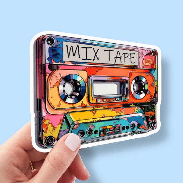 Retro Mix Tape Sticker, Retro Mix Tape Laptop Sticker, Hydro Flask Sticker, Car Decal, 80s Sticker