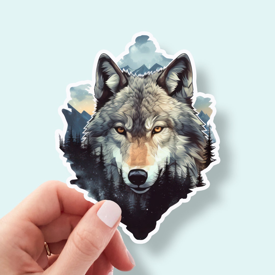 Wolf in the Wild Vinyl Laptop Sticker Wild Wolf Sticker - Etsy