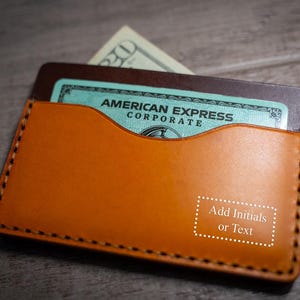 Personalized Two-Tone Leather Card Holder: Italian Buttero Wallet