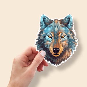 Sticker loup peint, Sticker loup, vinyle autocollant, autocollant pour ordinateur portable, décalcomanies voiture, Sticker coupé, vinyle autocollant, art loup, sticker loup pour ordinateur portable image 1