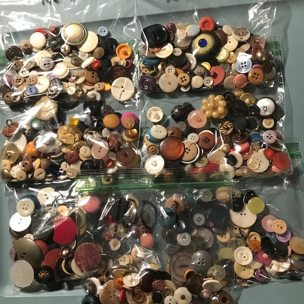 Vintage Button Lot for crafts, 100 + per bag, sewing, journaling, scrapbooking, embellishments, rustic decor
