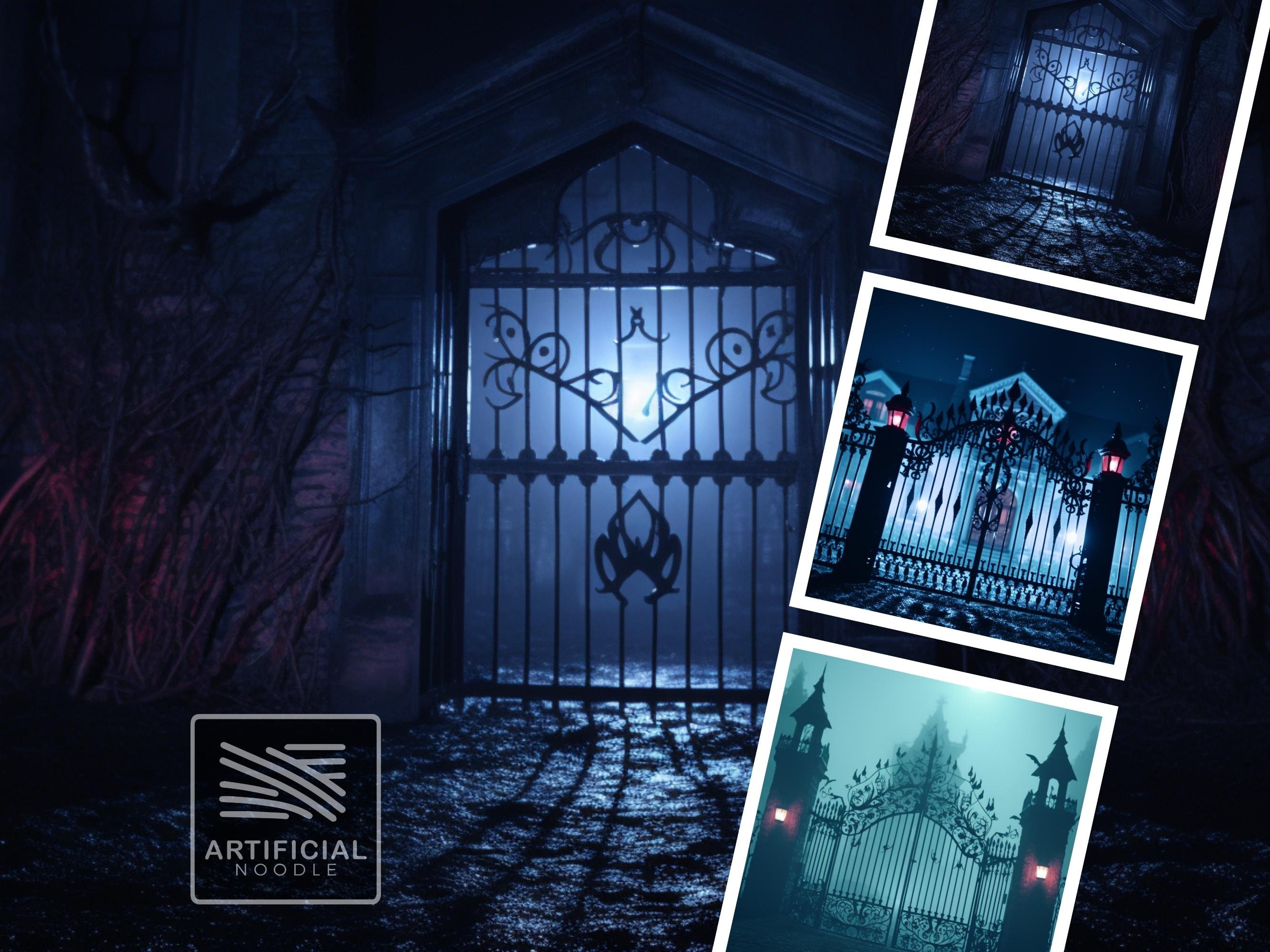 Gates of Horror Brushed Gate Digital Backdrops – 144 Haunted Cemetery ...