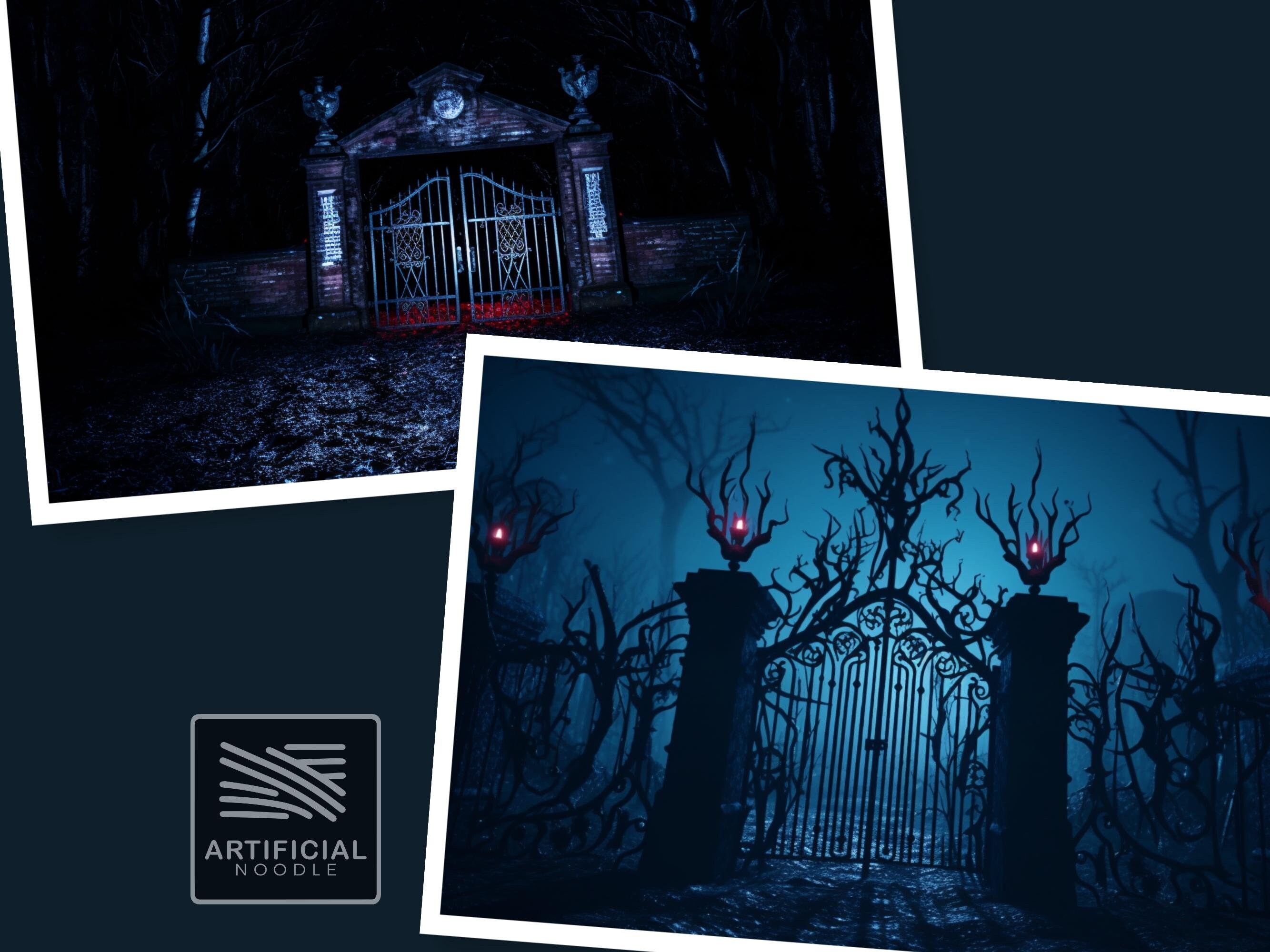 Gates of Horror Brushed Gate Digital Backdrops – 144 Haunted Cemetery ...