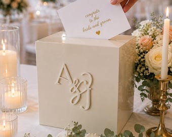 Wedding Card Box with Lock and Key | Acrylic Card Box, Cards + Gifts Box, Wedding Acrylic Box, Wishing Well, 10x10x9 Card Box