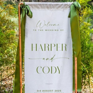 Fabric Wedding Welcome Sign Modern Wedding Welcome Sign Fabric Linen Custom Wedding ceremony Boho Wedding Welcome Sign Wedding Ceremony Sign