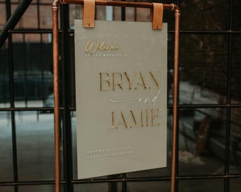 Custom Wedding Welcome Sign – 3D Mirror Acrylic Sign – Personalized Wedding Decor – Modern Elegant Sign