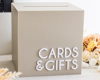 Matte Wedding Acrylic Box | Beige Acrylic Card Box | Cards and Gifts Box | Wedding Card Box | Wishing Well | 10x10x9&quot;