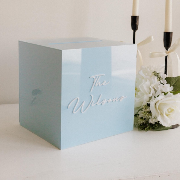 Wedding Card Box with Lock and Key | Acrylic Card Box, Cards + Gifts Box, Wedding Acrylic Box, Wishing Well, 10x10x9 Card Box