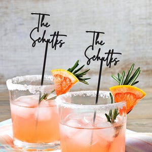 Personalized Name Drink Stirrers Custom Hand Lettered Font Calligraphy Swizzle Sticks Cocktail Bar Accessories Wedding Tags Party Sticks