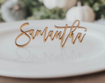 Wedding Place Card Names, Wooden Table Setting Name Signs,Personalized Laser Cut Names, Wedding & Event Rustic Party Decoration Place Cards