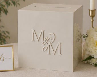 Acrylic Card Box With Lock + Key | Personalized Raised Text Card Box | 3D Pop Out Text | Flat Engraved | Custom Wedding Decor