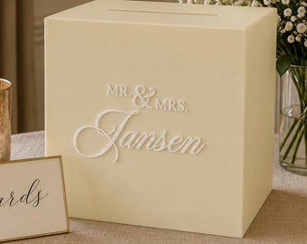FALL Wedding Card Box with Lock and Key | Acrylic Card Box, Cards + Gifts Box, Wedding Acrylic Box, Wishing Well, 10x10x9 Card Box