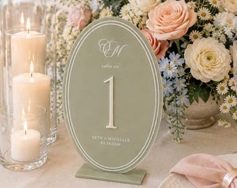 Modern Acrylic Oval Table Numbers: Laser-Engraved Wedding Decor