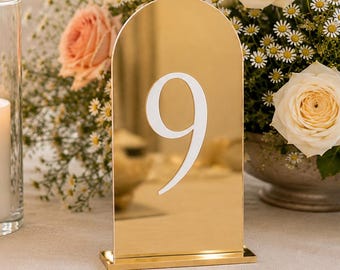 Arch Acrylic Table Numbers with 3D Numbers, Mini table numbers, acrylic table numbers, wedding table numbers, personalized table numbers
