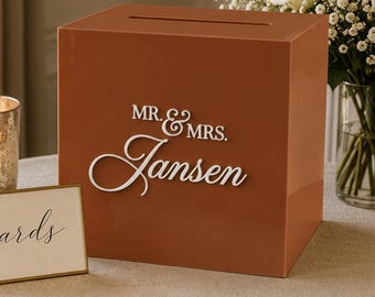 FALL Wedding Card Box with Lock and Key | Acrylic Card Box, Cards + Gifts Box, Wedding Acrylic Box, Wishing Well, 10x10x9 Card Box