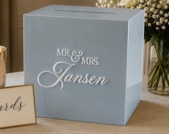 FALL Wedding Card Box with Lock and Key | Acrylic Card Box, Cards + Gifts Box, Wedding Acrylic Box, Wishing Well, 10x10x9 Card Box