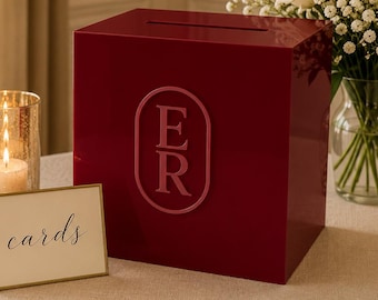 FALL Wedding Card Box with Lock and Key | Acrylic Card Box, Cards + Gifts Box, Wedding Acrylic Box, Wishing Well, 10x10x9 Card Box