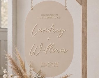 Custom 3D Acrylic Wedding Welcome Sign – Modern Elegant Personalized Decor
