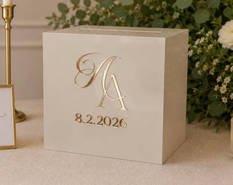 Wedding Card Box with Lock and Key | Acrylic Card Box, Cards + Gifts Box, Wedding Acrylic Box, Wishing Well, 10x10x9 Card Box