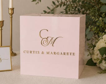Wedding Card Box with Lock and Key | Acrylic Card Box, Cards + Gifts Box, Wedding Acrylic Box, Wishing Well, 10x10x9 Card Box