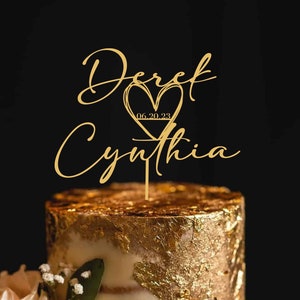 Custom Script Cake Toppers for Wedding Rustic Wedding Cake Topper Personalized Wedding Cake Topper with heart, Mr and Mrs Cake Toppers