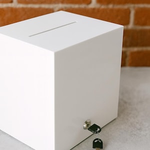 Wedding Card Box with Lock and Key | Acrylic Card Box, Cards + Gifts Box, Wedding Acrylic Box, Wishing Well, 10x10x9 Card Box image 9