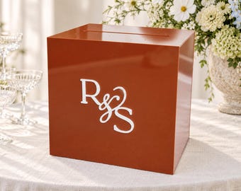 FALL Wedding Card Box with Lock and Key | Acrylic Card Box, Cards + Gifts Box, Wedding Acrylic Box, Wishing Well, 10x10x9 Card Box