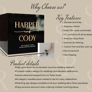 Wedding Card Box with Lock and Key | Acrylic Card Box, Cards + Gifts Box, Wedding Acrylic Box, Wishing Well, 10x10x9 Card Box image 6