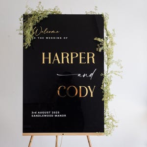 3D Welcome Sign for Wedding – Acrylic Sign with Mirror Names – Custom Personalized Wedding Decor