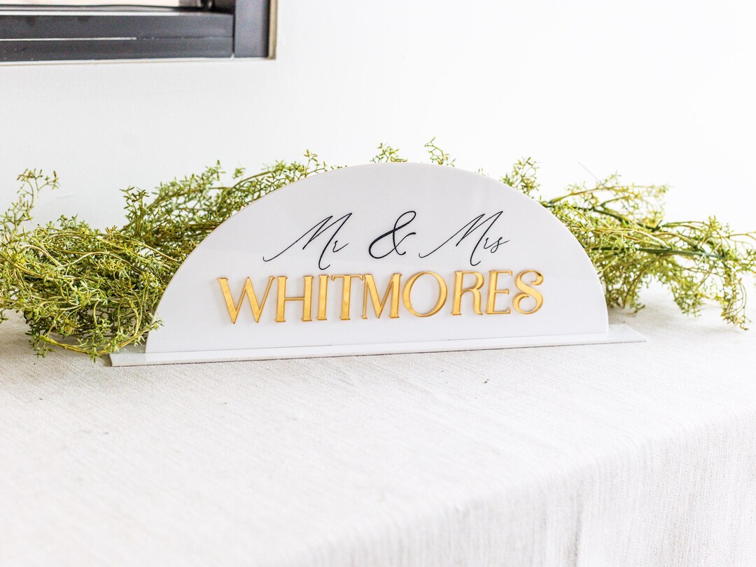 Reversible Top Table Sign Personalized Acrylic Top Table Sign – Wedding Head Table Decor, Mr ...